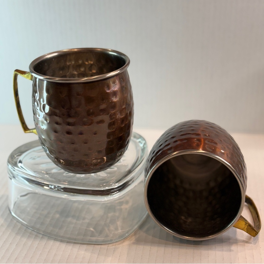 🍹 Dash of That Hammered Copper Moscow Mule Mugs – Set of 2 | Brass Handles 🍹